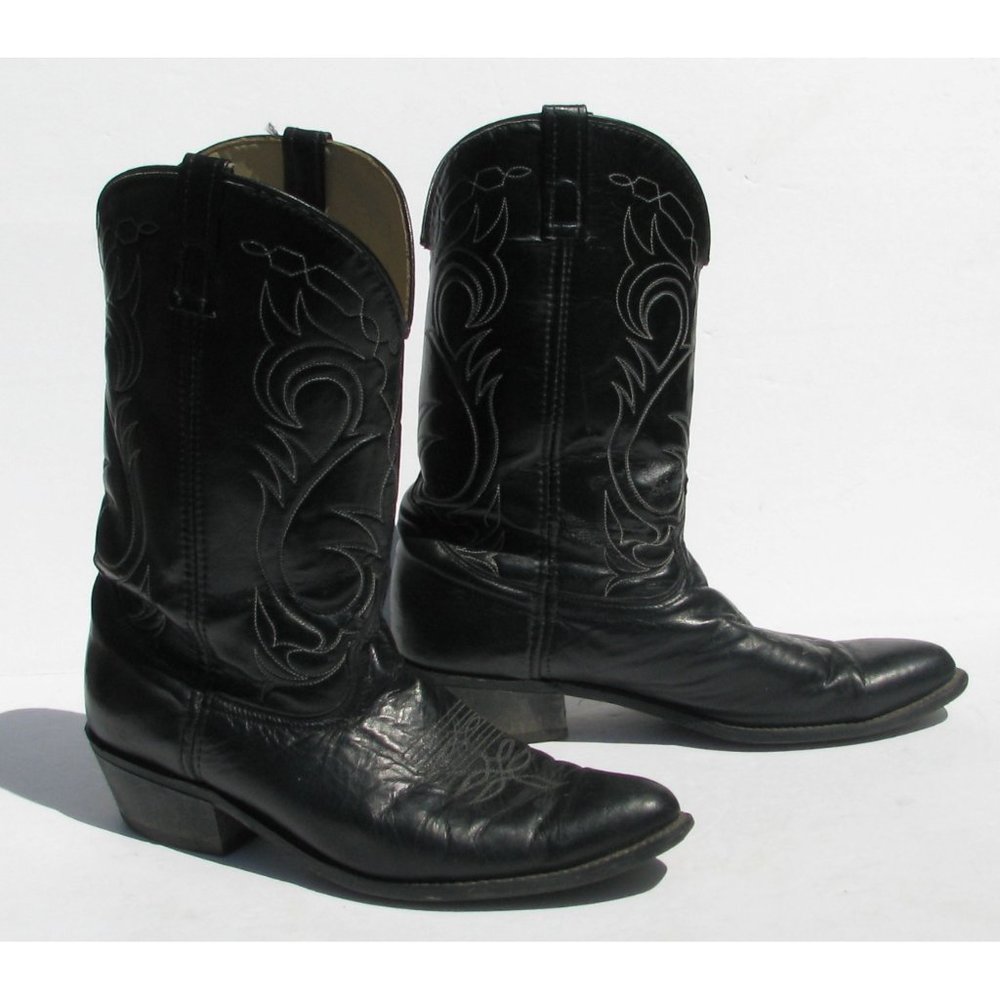 Black Leather Western Cowboy Boots size 12 EW - used